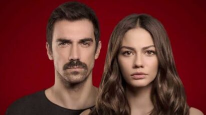 Cenas da novela "Meu Lar, Meu Destino" com os atores Demet Özdemir e Ibrahim Çelikkol.