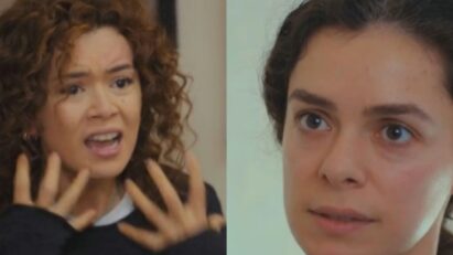 Sirin fazendo escândalo após ouvir conversa dos pais em Força de Mulher