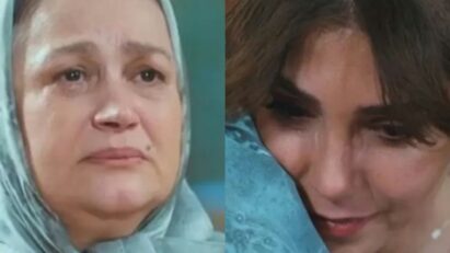 Ceyda chora ao abraçar a mãe em seu casamento na novela Força de Mulher.