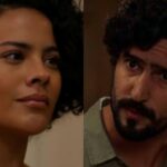 Maria de Fátima segura mala de dinheiro ao lado de César em cena de Vale Tudo