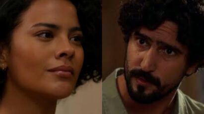 Maria de Fátima segura mala de dinheiro ao lado de César em cena de Vale Tudo