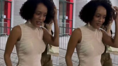 Imagem de Taís Araújo com novo visual como Raquel em Vale Tudo, usando penteado elegante e roupa de alfaiataria.