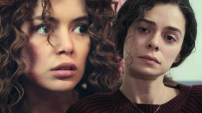 Sirin descontrolada sendo contida por enfermeiros enquanto grita com Bahar na entrada do hospital psiquiátrico em Força de Mulher