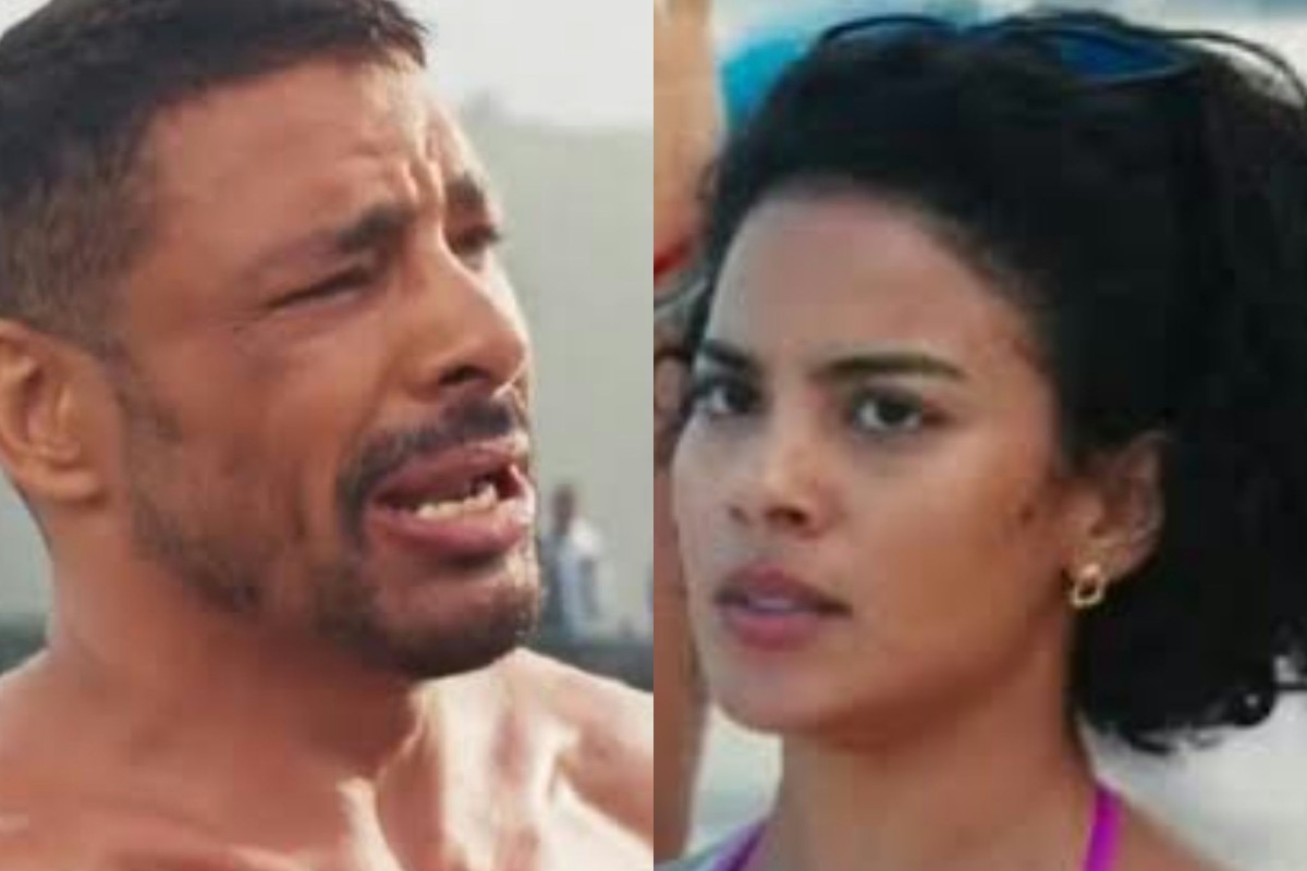 Fátima (Bella Campos) chora ao revelar gravidez e sofre rejeição de César (Cauã Reymond) em Vale Tudo, novela da Globo