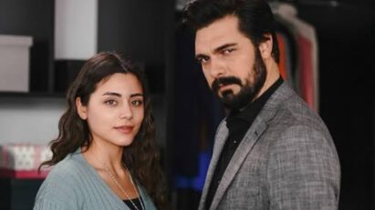 "Yaman e Seher trocando olhares intensos em cena de Emanet"