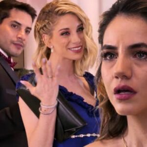 Cena dramática de Camila entrando com Ruan no casamento de Mar e Luís em As Filhas da Senhora Garcia exibida no SBT