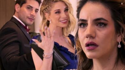 Cena dramática de Camila entrando com Ruan no casamento de Mar e Luís em As Filhas da Senhora Garcia exibida no SBT