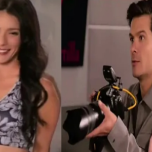 Valéria encara Artur após descobrir sua imagem nos cartazes – cena de "As Filhas da Senhora Garcia"