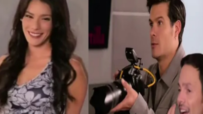 Valéria encara Artur após descobrir sua imagem nos cartazes – cena de "As Filhas da Senhora Garcia"