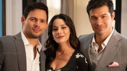 Cena final de Valéria abraçando os irmãos Portillo em As Filhas da Senhora Garcia