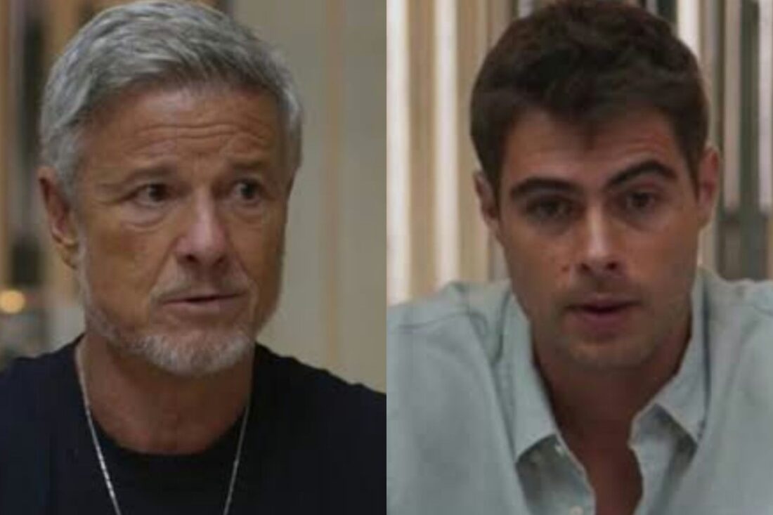 Jaques e Davi se encaram emocionados após revelação de paternidade em Dona de Mim