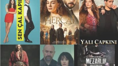 Montagem com pôsteres de novelas turcas