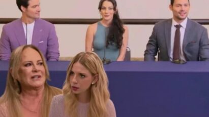 Valéria assinando contrato para ser o rosto da nova coleção em As Filhas da Senhora Garcia