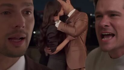 Cena do beijo entre Nicolas e Valéria na novela do SBT