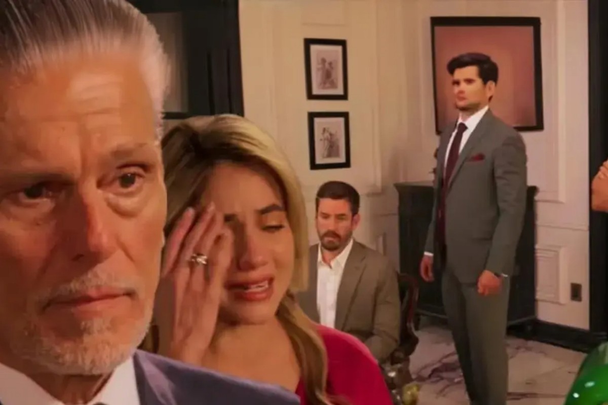Personagens de As Filhas da Senhora Garcia em momento de revelação familiar