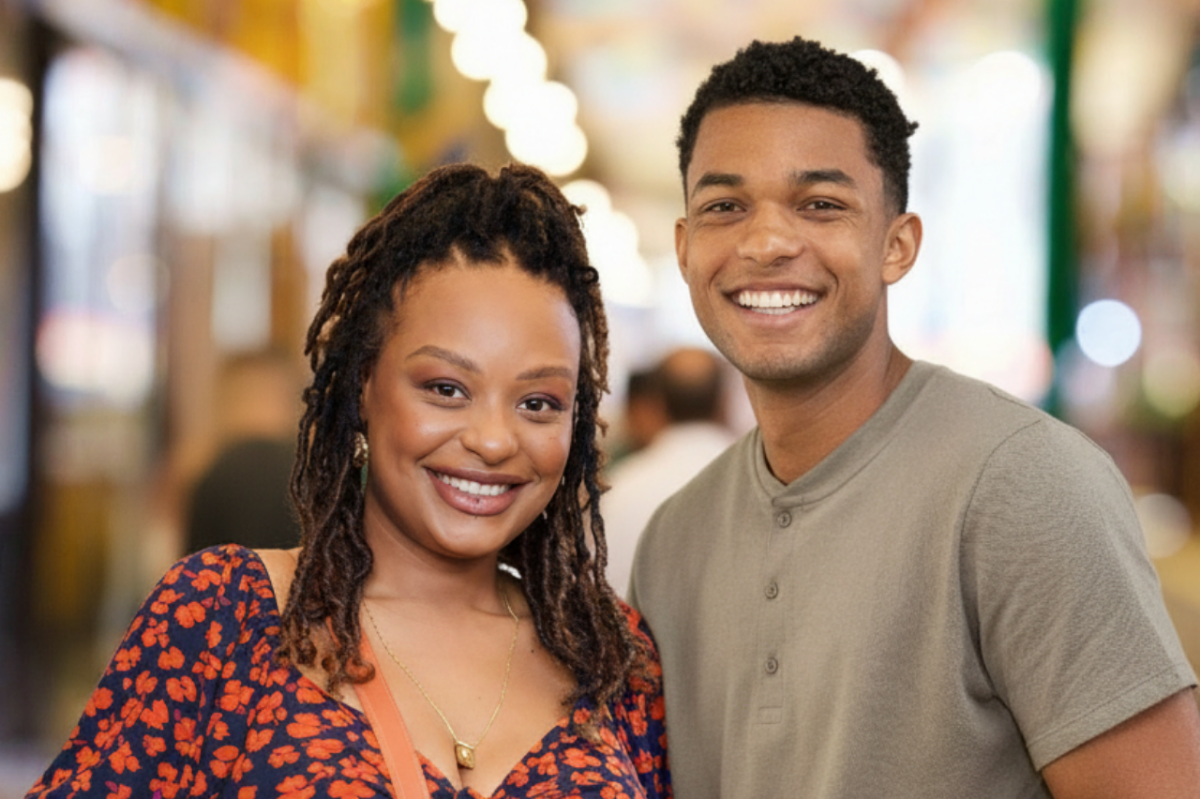 Samuel e Pam em clima de romance na novela das sete da Globo