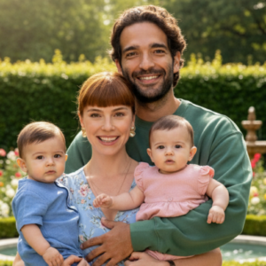 Solange e Afonso celebrando a chegada dos gêmeos