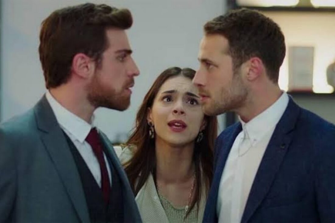 Cena tensa entre Cemre, Nedim e Cenk na novela Cruel Istambul, exibida pela Band.