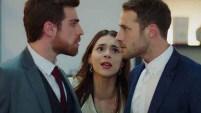 Cena tensa entre Cemre, Nedim e Cenk na novela Cruel Istambul, exibida pela Band.