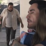 Cena de Azul caminhando com um homem desconhecido na capital, após se perder.”