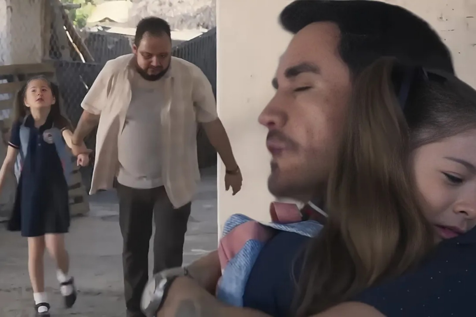 Cena de Azul caminhando com um homem desconhecido na capital, após se perder.”