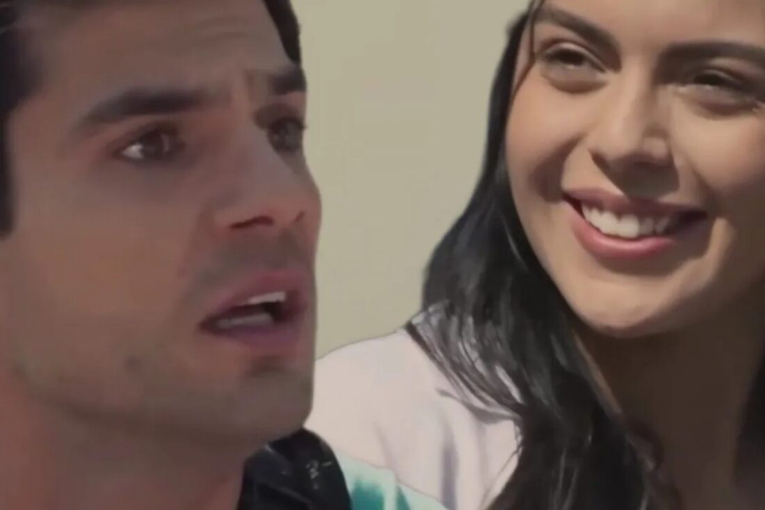 Valentim e Perla vivem momentos intensos e apaixonados na novela mexicana Amar, exibida pelo SBT.”