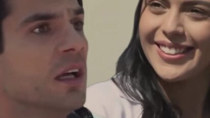 Valentim e Perla vivem momentos intensos e apaixonados na novela mexicana Amar, exibida pelo SBT.”