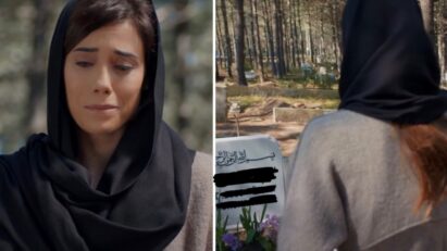 Zeynep chora diante do túmulo de Turna em cena emocionante dos capítulos finais da novela turca “Mãe”, exibida pela Record TV.