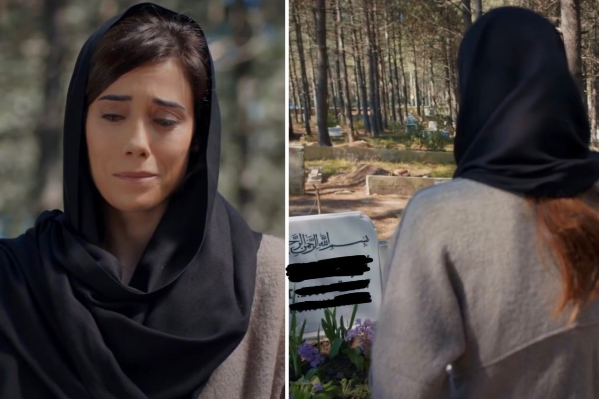 Zeynep chora diante do túmulo de Turna em cena emocionante dos capítulos finais da novela turca “Mãe”, exibida pela Record TV.