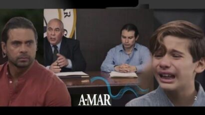 Gabriel emocionado no tribunal após ganhar a guarda de Éder na novela Amar.