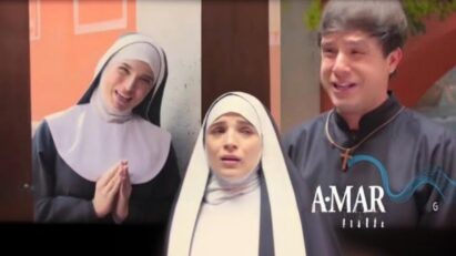 Brisa vestida de freira na novela Mar do SBT tentando encontrar Pascoal