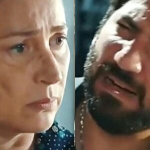 Gönül confrontando Cengiz em cena tensa da novela Mãe
