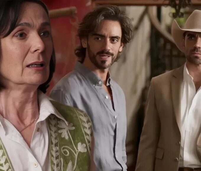 Luís Fernando confrontando Mercedes após descobrir segredo envolvendo Max em Domênica Montero