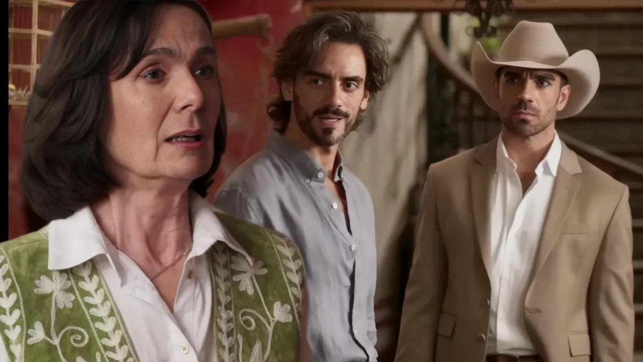 Luís Fernando confrontando Mercedes após descobrir segredo envolvendo Max em Domênica Montero