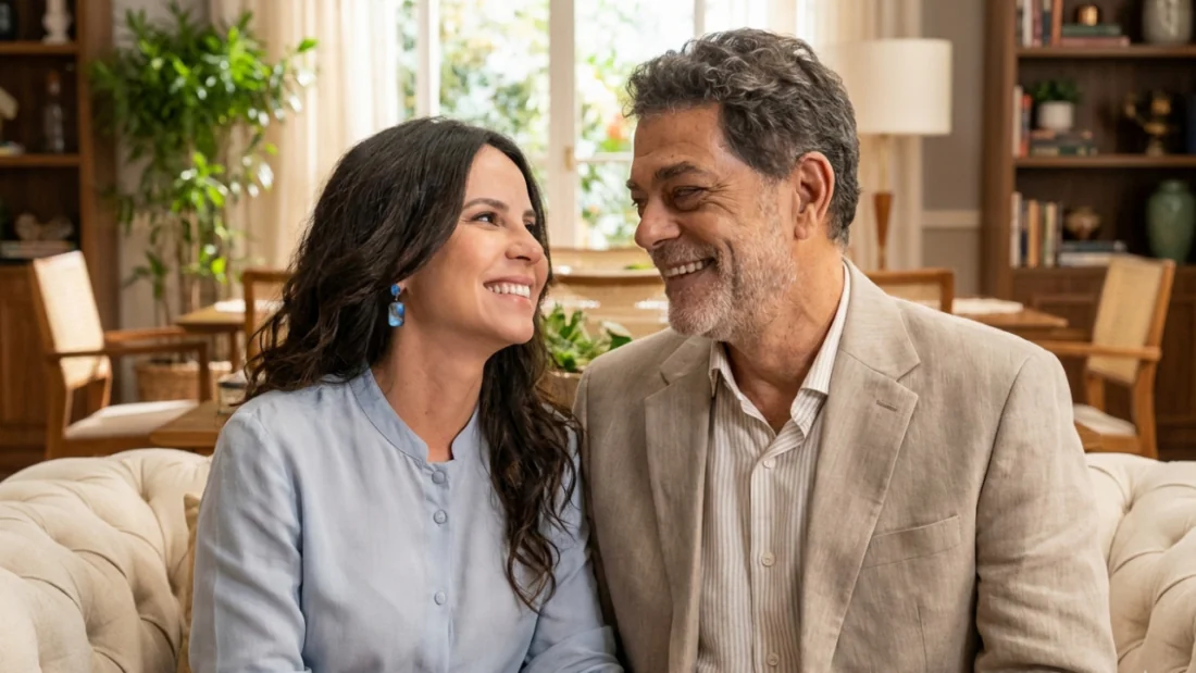 Zenilda e Rogério em cena intensa no apartamento em Três Graças, marcando nova fase da advogada na novela da Globo.